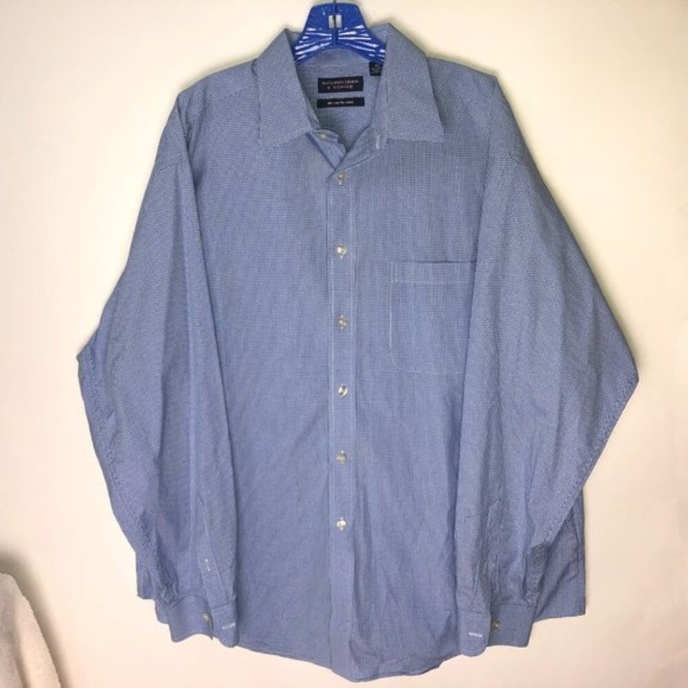 Roundtree & Yorke Blue Plaid Button-down Shirt Men's XL